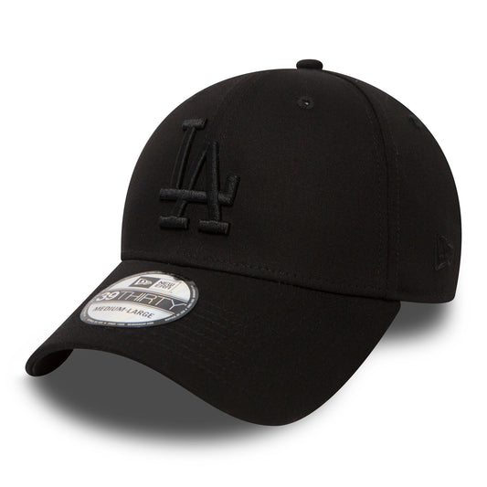 LA Dodgers Essential Black On Black 39THIRTY Stretch Fit Cap
