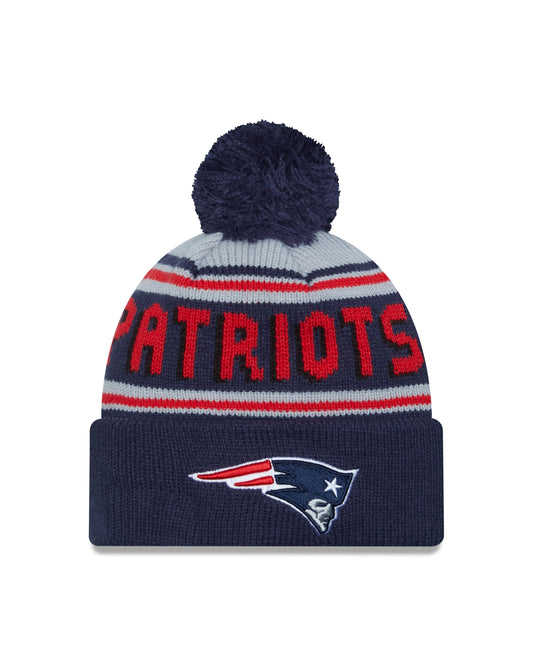 New England Patriots Wordmark Pom Knit Beanie