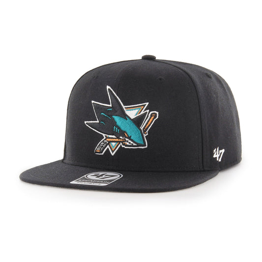San Jose Sharks Black No Shot Captain Snapback Adjustable Cap