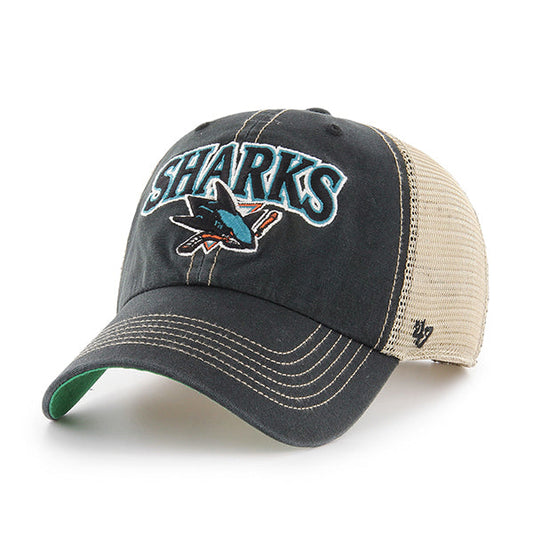 San Jose Sharks Tuscaloosa Clean Up Vintage Black Trucker Cap
