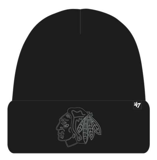 Chicago Blackhawks Tonal Black Haymaker Beanie
