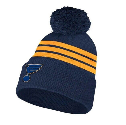 St Louis Blues 3 Stripe Cuffed Beanie Knit Hat